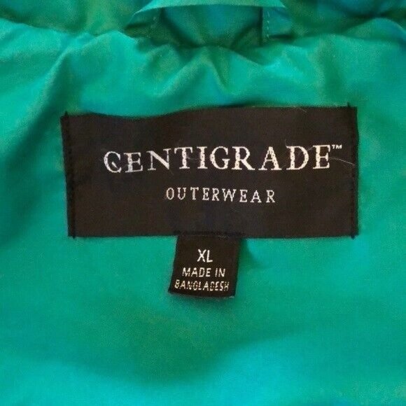 Centigrade Outerwear Coat Green Big Ruched Collar has Belt Button Coat XL - Picture 4 of 10